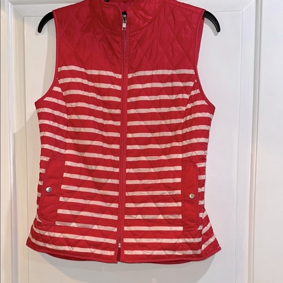 Talbots Red and White striped Quilted Women's Vest size xsmall - Picture 1 of 6